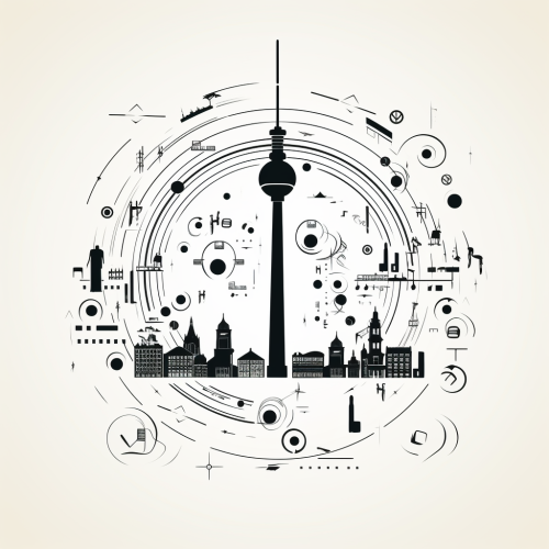 Berliner Fernsehturm with arrows in minimalistic style