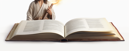 The Bible and Jesus, isolated on white background