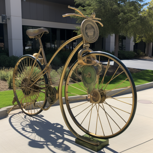 Bicycle replica with clock wheel