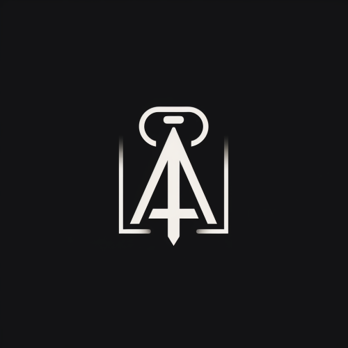 Minimalistic bidding hammer logo forming the letter  A