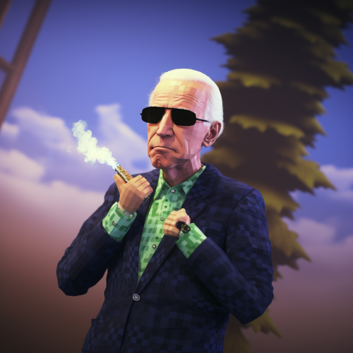 Joe Biden smoking weed with Drake in Minecraft