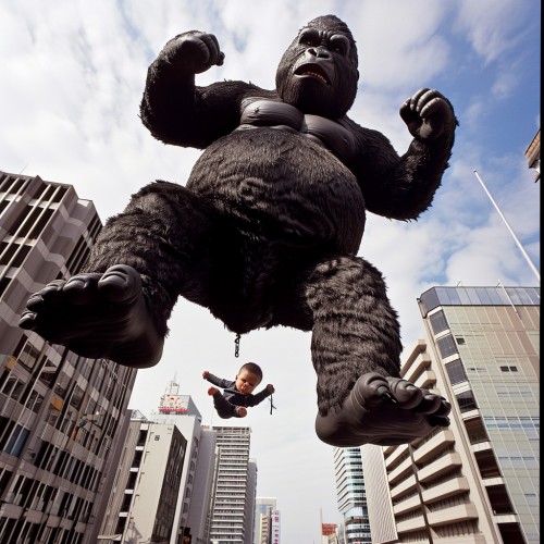 Giant baby stomping city