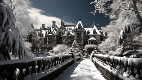Snowy landscape at Biltmore Estate