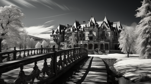 Beautiful snowy landscape at Biltmore Estate