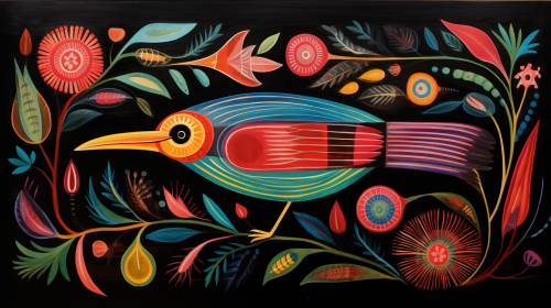 Colorful bird mola artwork