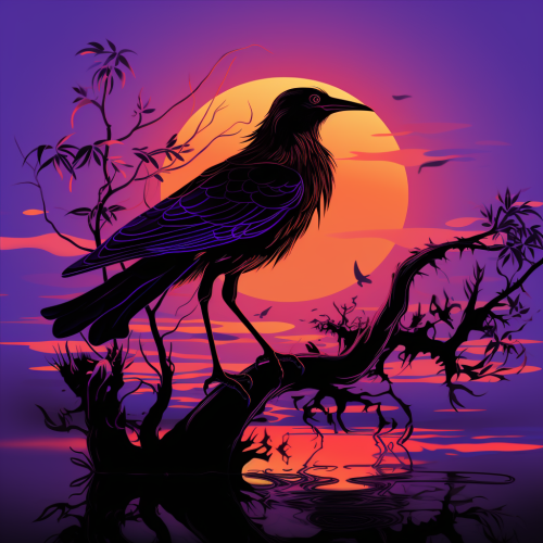 Stunning bird shadow puppet on riverbank