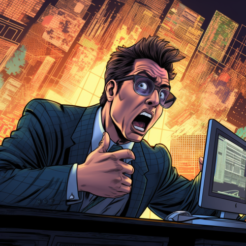 Panicking traders in comic book style