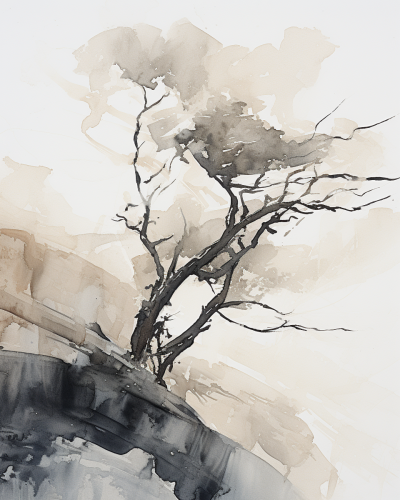 Minimalist watercolor sketch of Bixby Bridge