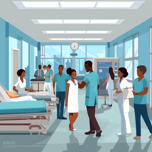 black american doctors in hospital with patients