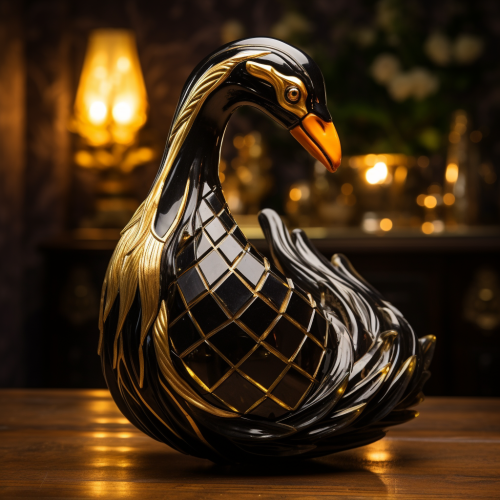 Beautiful black and gold swan lamp