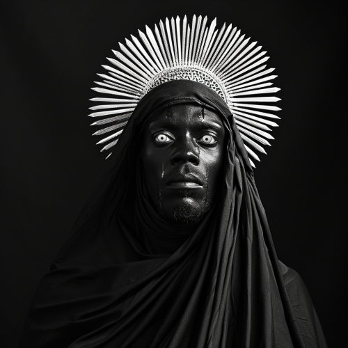 Black and white religious attire with capirotes