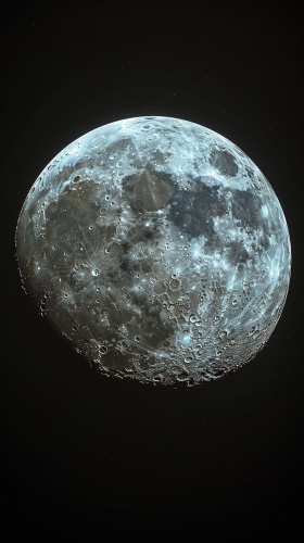 Moon on black background