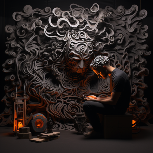 3D image of a person deep in thought