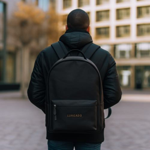 Stylish black backpack with usabagshops brand