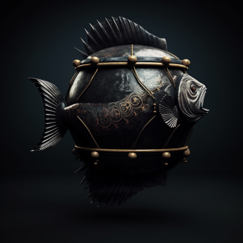 Illustration of a black drum in a dark fantasy style