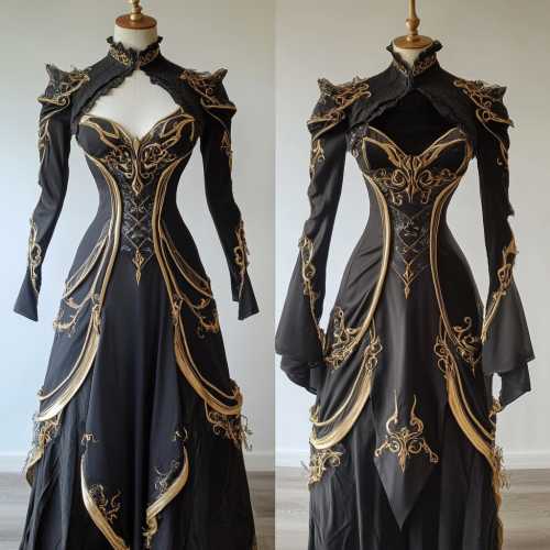 black gold dress mannequin style