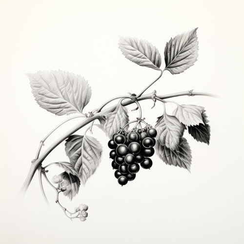 Beautiful black and gray mulberry branch drawing