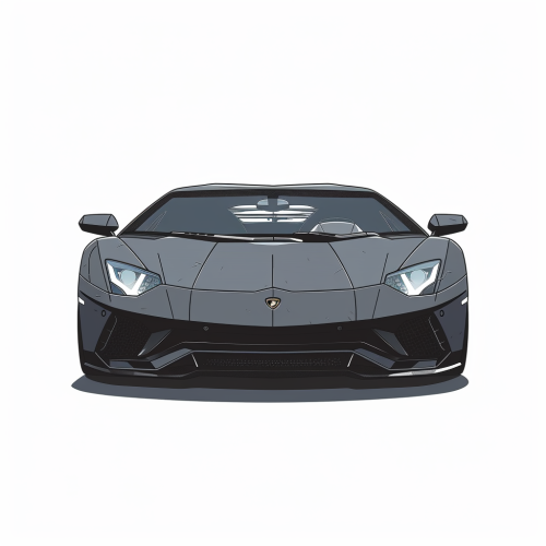 cartoon black Lamborghini white background