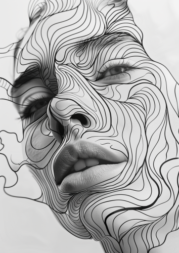 Line art portrait arrangement artwork