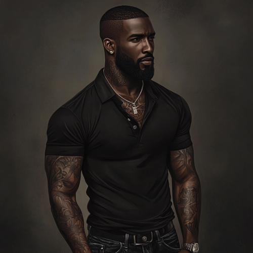Dark-skinned man in casual outfit