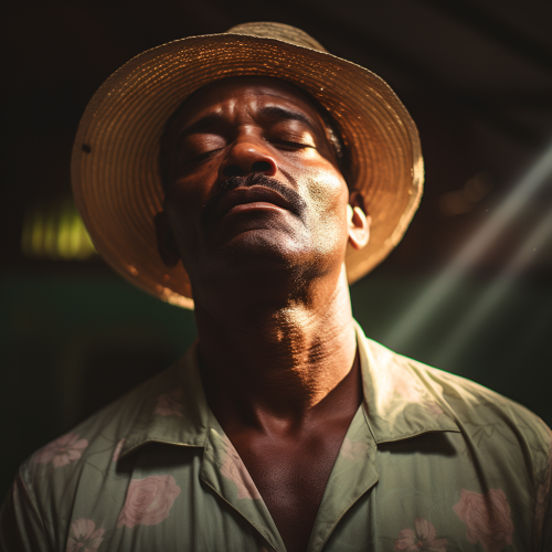 Detailed Photorealistic Black Man Portrait with Closed Eyes