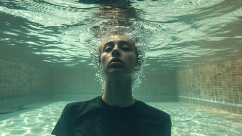 Black Oversize T-Shirts Underwater Pool