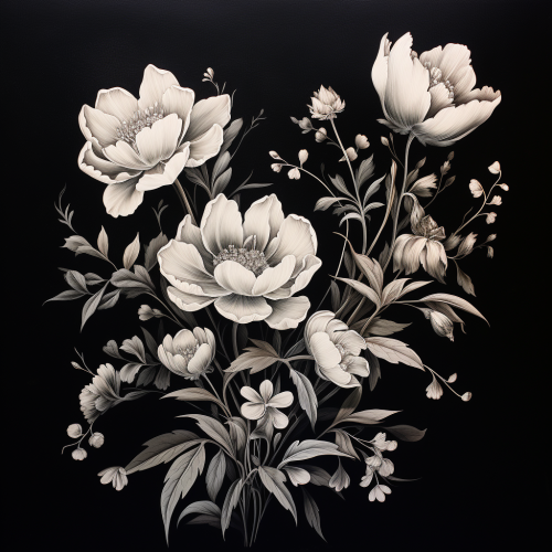 Flowers drawn with black pencil Flowers drawn with black pencil