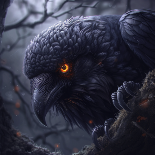 Black Raven with Amber Eyes