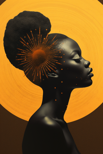 Black Sun Profile African Lady Illustration
