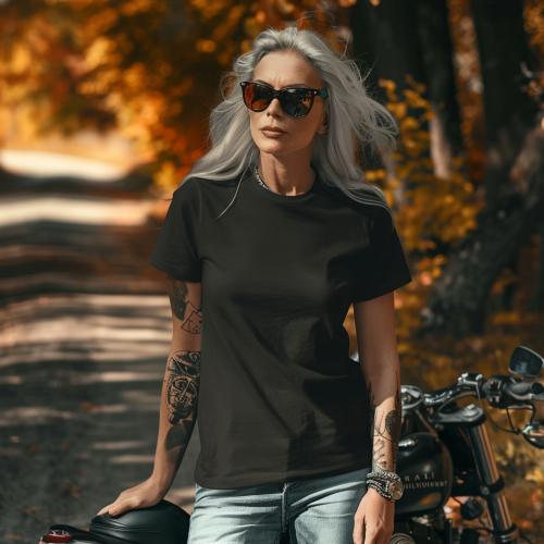 Black T-shirt Biker Lady