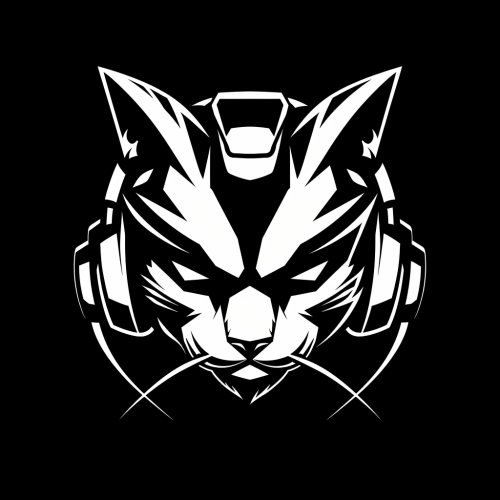 Cat logo with tech game vibes