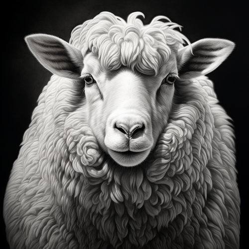 Detailed black and white sheep