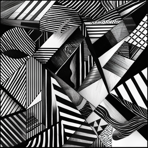 Geometric black white line patterns