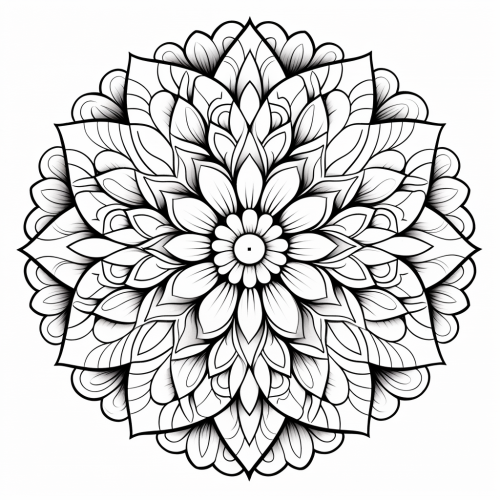Black and white mandala coloring page for kids