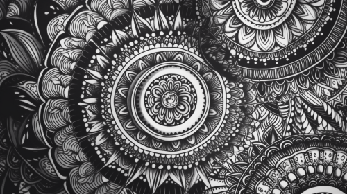 Black and white mandalas coloring page