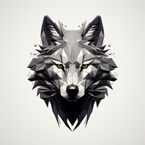 Black and white minimal wolf illustration