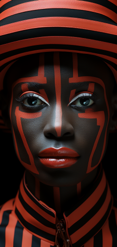 Black woman wearing Bauhaus-style jewelry