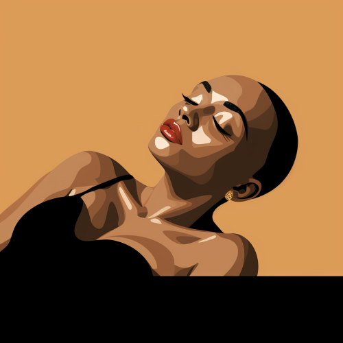 Black bald woman laying on side illustration