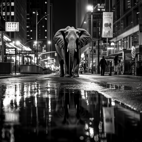 Black Elephant under Full Moon