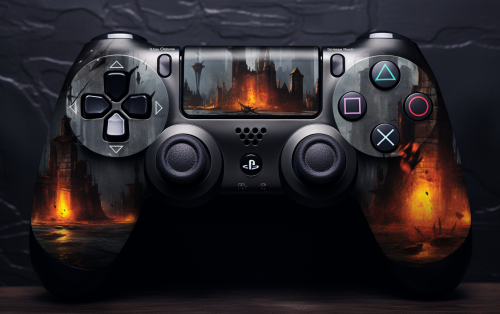 Black Hood Men Playing Controller in Dark Medieval Building