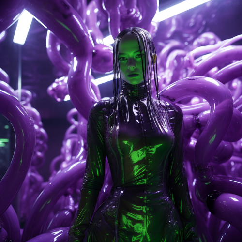 Black Latex Hell with Vibrant Light Reflections