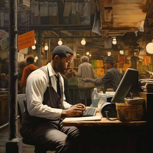 Black man working at his job Black man working at his job
