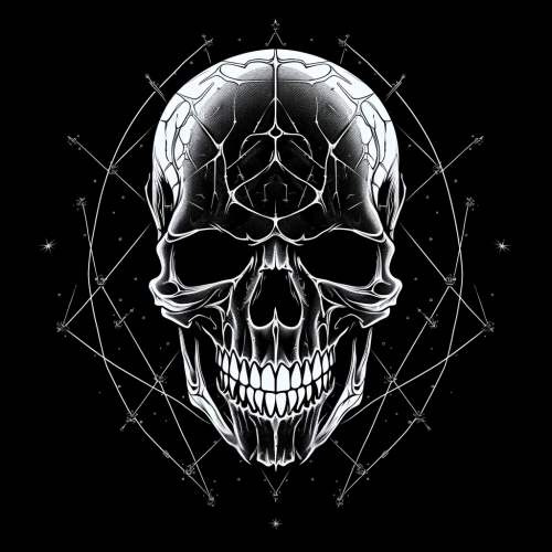 Minimalistic black and white skull illustration