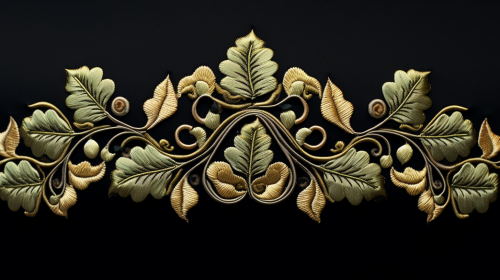 Blackleaf Collarband Metal Embroidery with Leaves