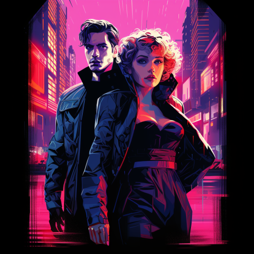 Two lovers in stylized comic illustration