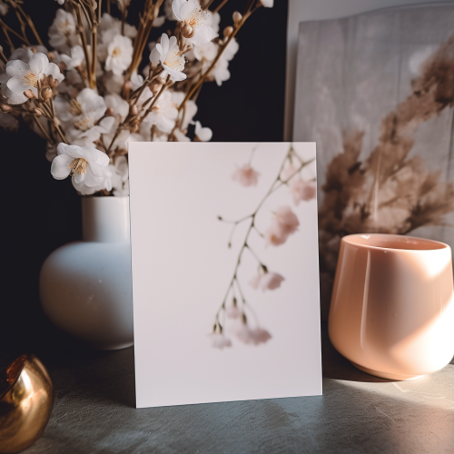 Close-up of blank wedding invitation card