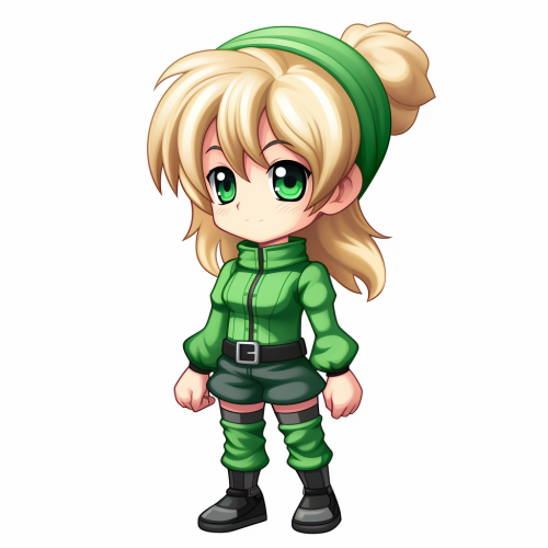 Blond Teenager in Green Costume Sprite Blond Teenager in Green Costume Sprite
