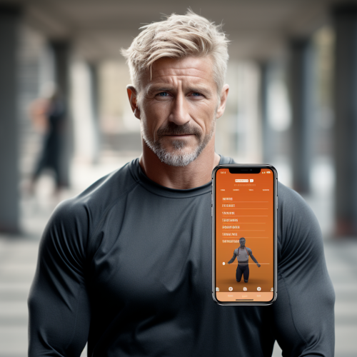 Mature man using sports app Mature man using sports app