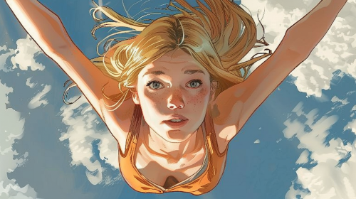 Scared Blond Woman Free Falling