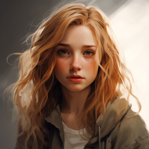 A striking character with blonde-brown hair A striking character with blonde-brown hair